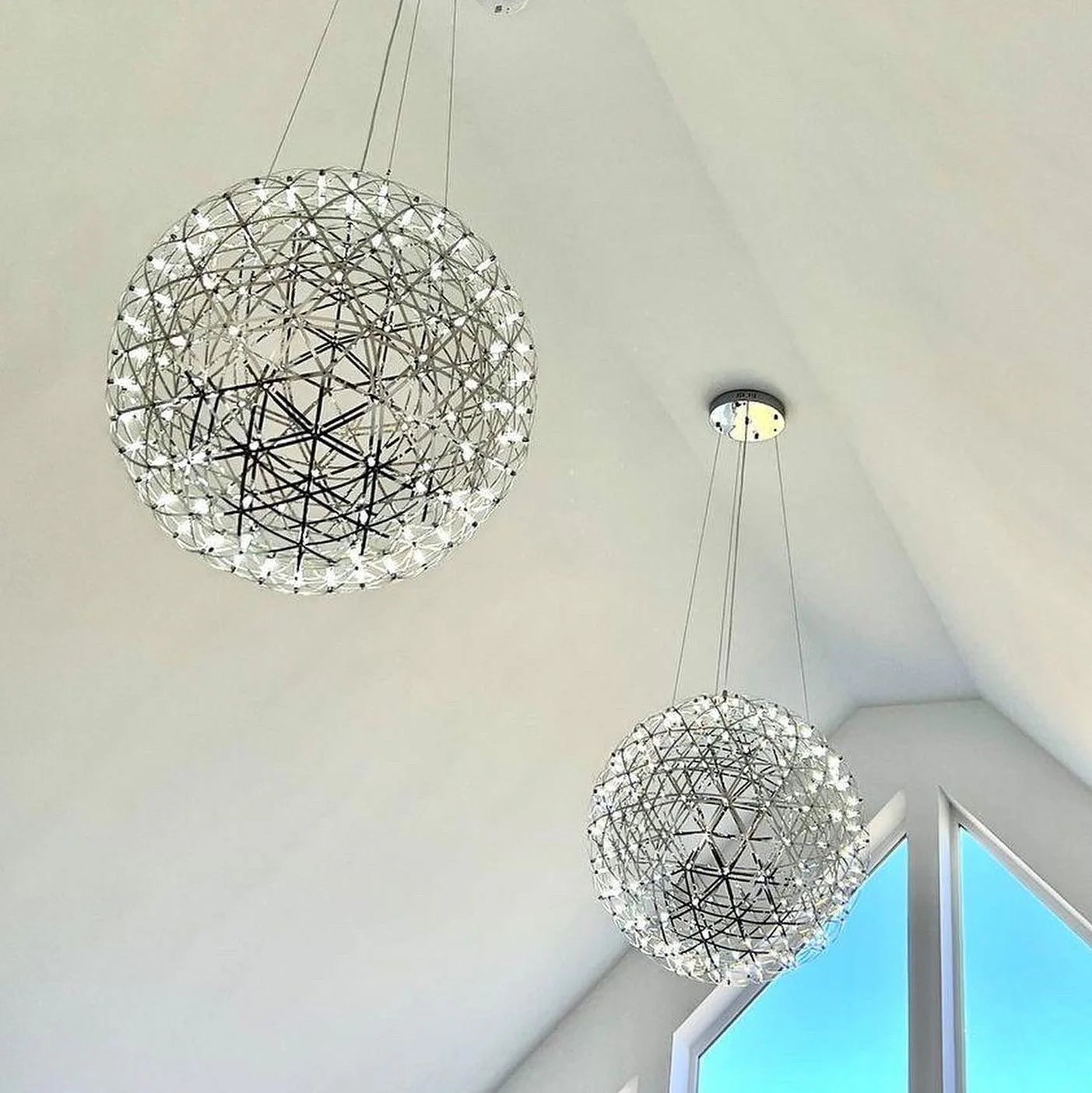Firework Starburst Chandelier Chrome Fawkes Silver / Gold Pendant Light - Various Sizes