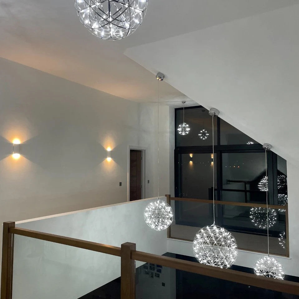 Firework Starburst Chandelier Chrome Fawkes Silver / Gold Pendant Light - Various Sizes