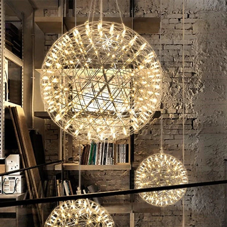 Firework Starburst Chandelier Chrome Fawkes Silver / Gold Pendant Light - Various Sizes