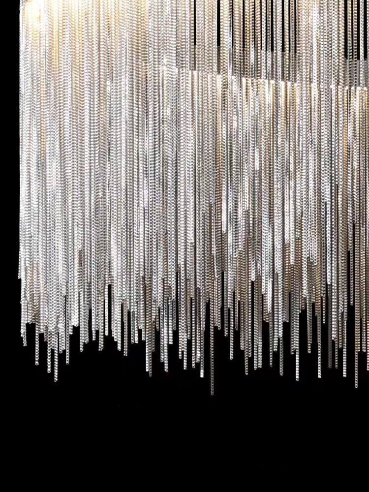 Silver Waterfall Led Chain Pendant Light