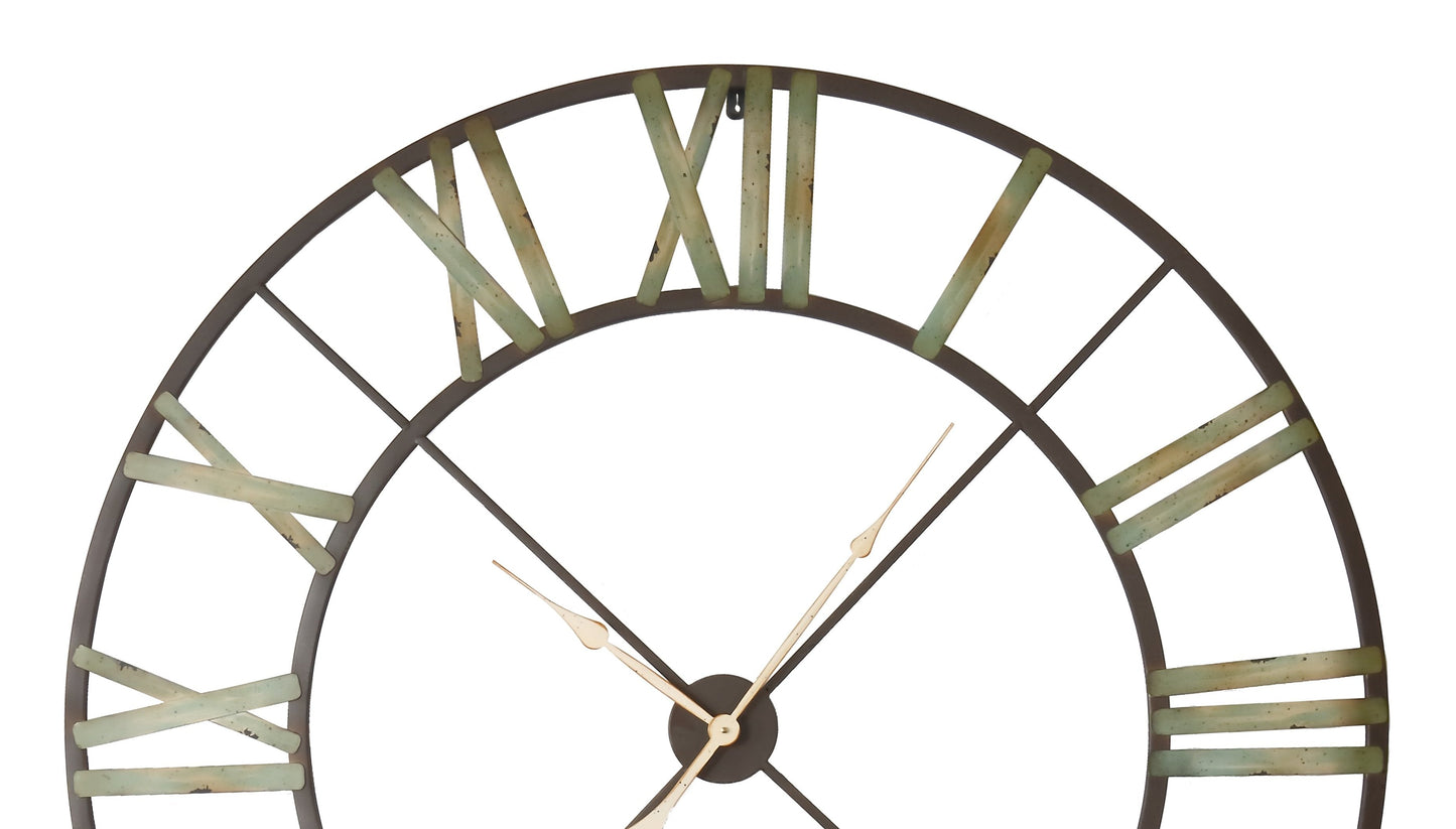 Antiqued Skeleton Metal Wall Clock Extra Large