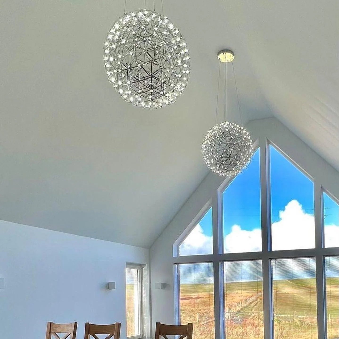 Firework Starburst Chandelier Chrome Fawkes Silver / Gold Pendant Light - Various Sizes