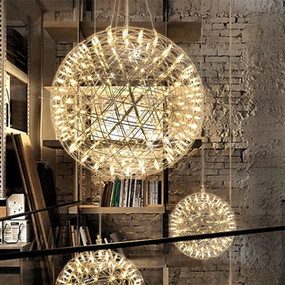 Firework Starburst Chandelier Chrome Fawkes Silver / Gold Pendant Light - Various Sizes