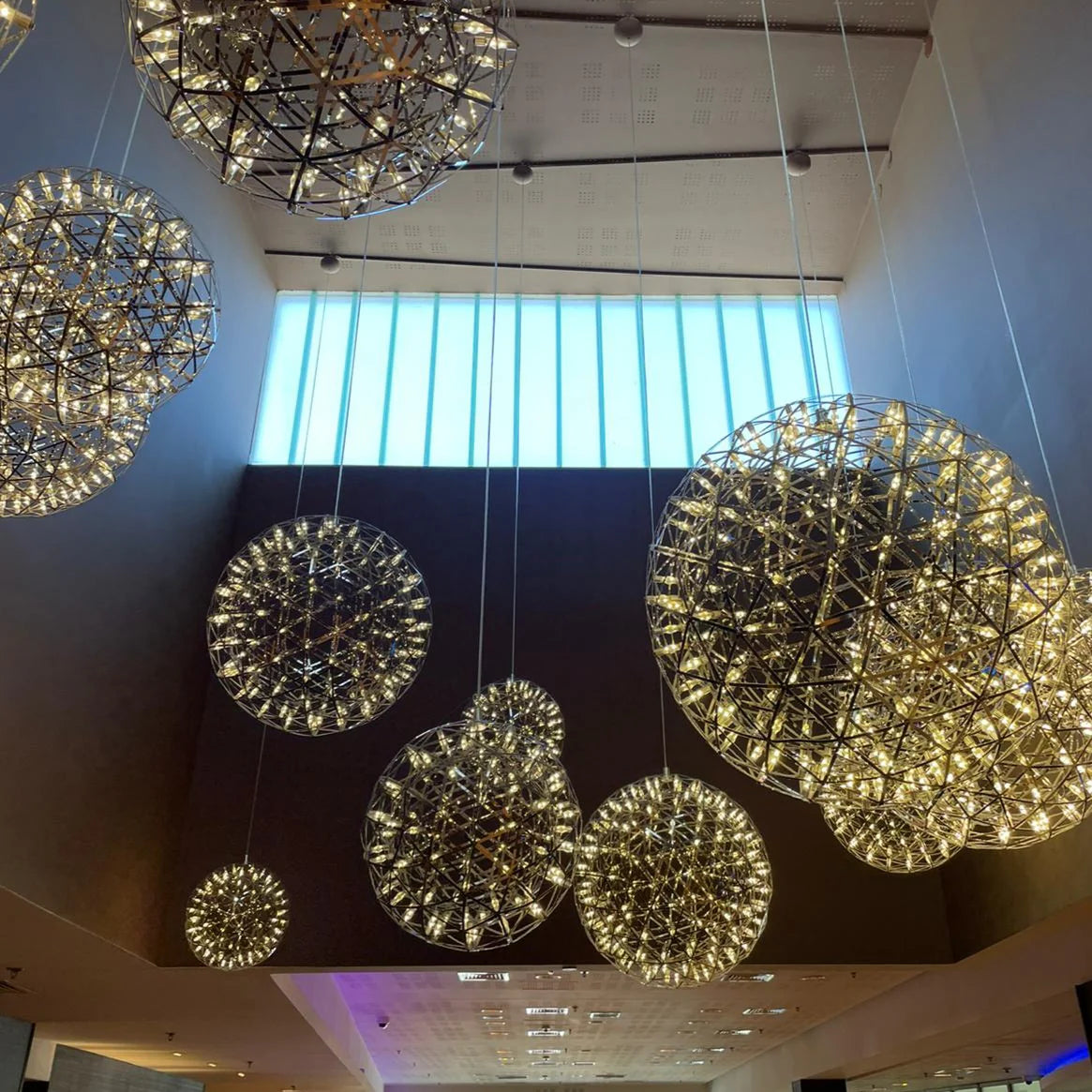 Firework Starburst Chandelier Chrome Fawkes Silver / Gold Pendant Light - Various Sizes