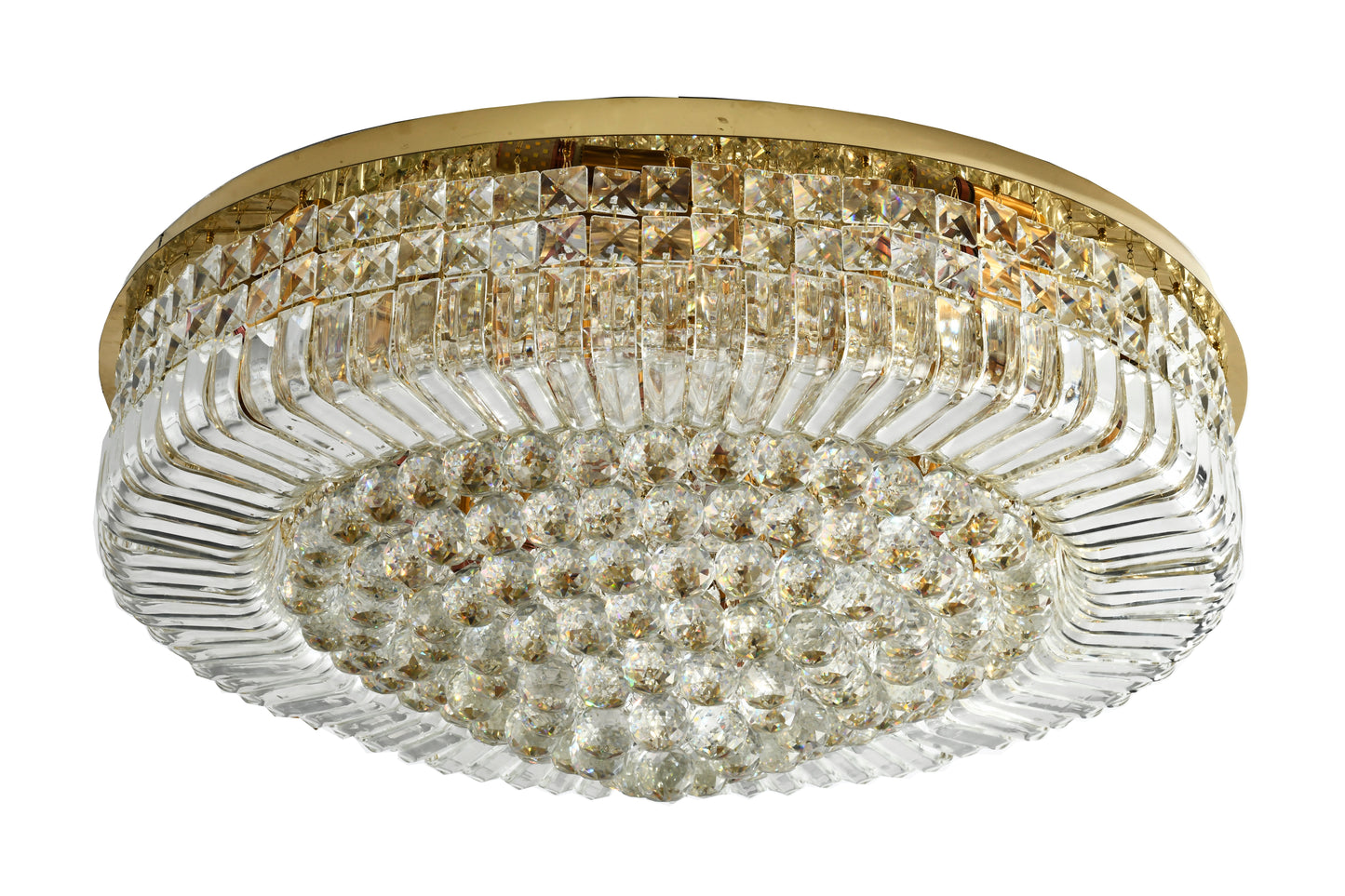 Jubilee Gold Round Flush Ceiling Crystal Chandelier