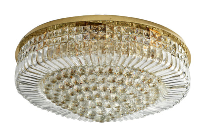 Jubilee Gold Round Flush Ceiling Crystal Chandelier