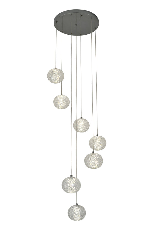 Tang 7 Ball Ceiling Light Chrome + Clear