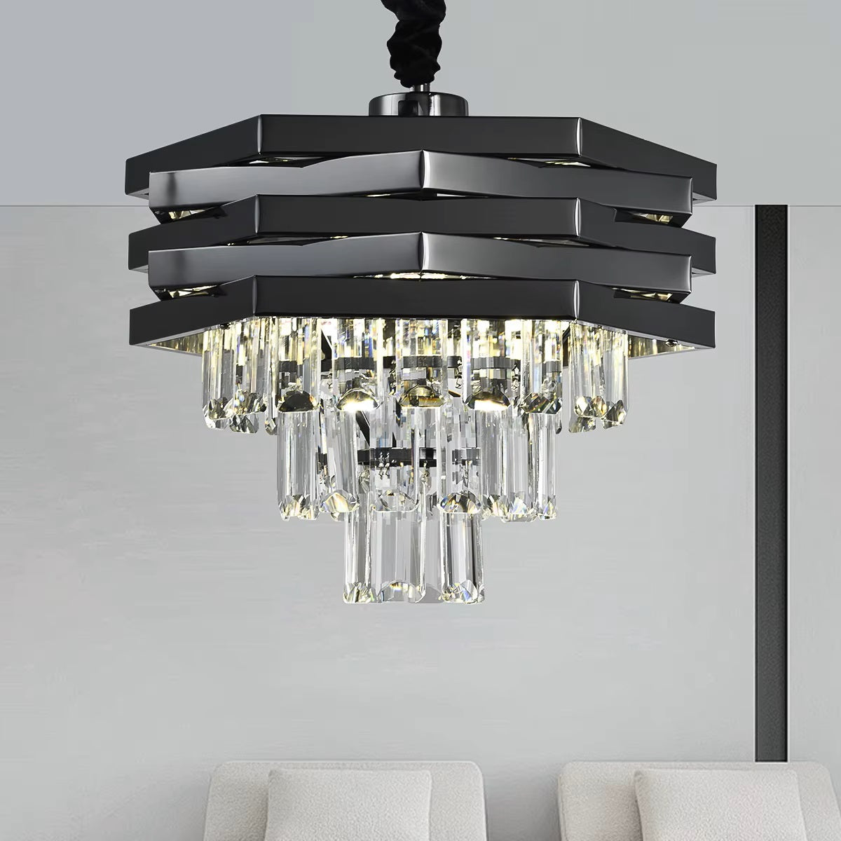 Torro Black Crystal Chandelier Pendant Light Small - 40cm