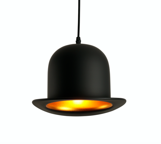 Bowler Hat Black Gold Pendant Lamp