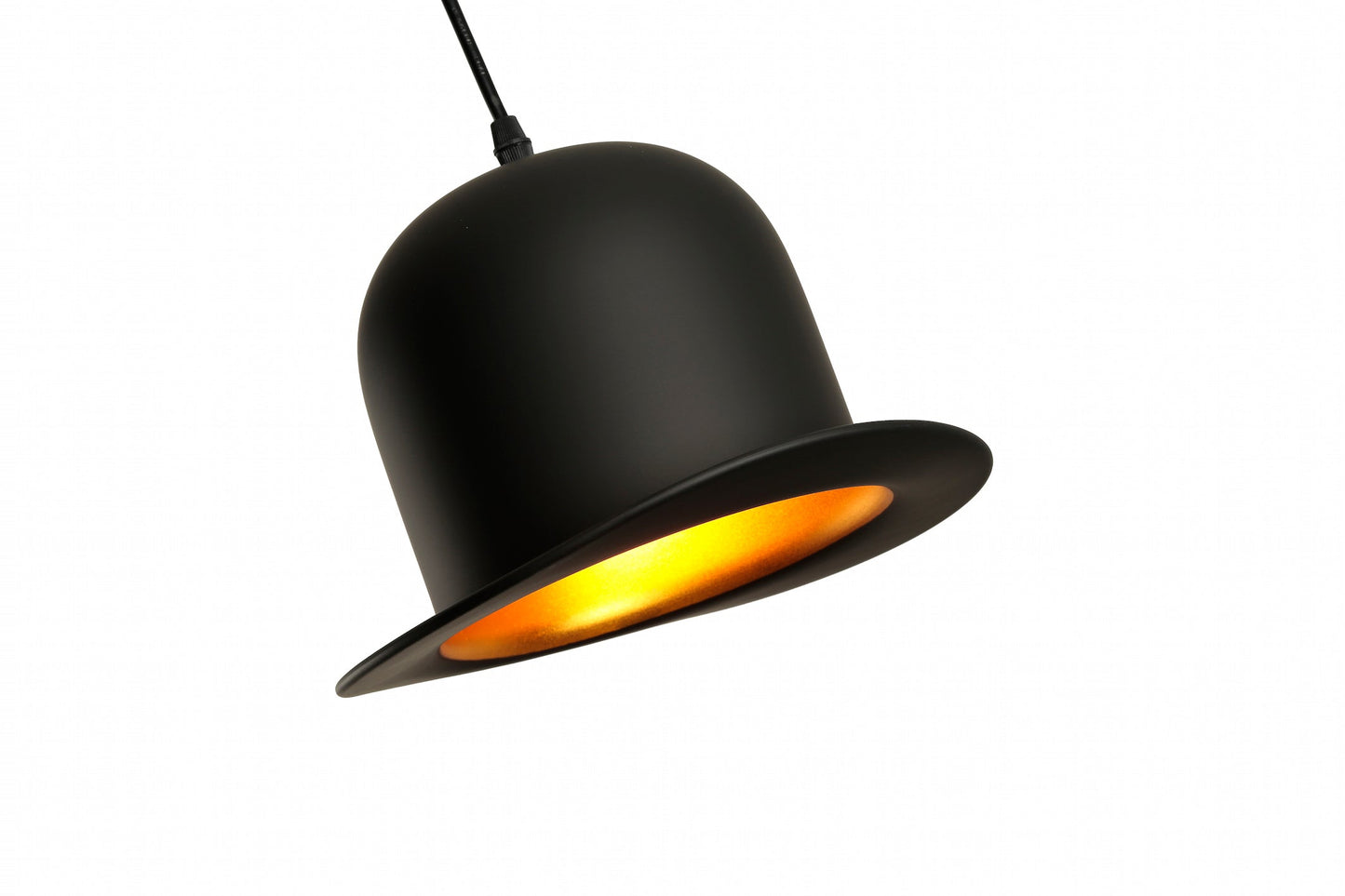 Bowler Hat Black Gold Pendant Lamp