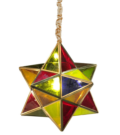 Multi Coloured Brass Star Pendant Light