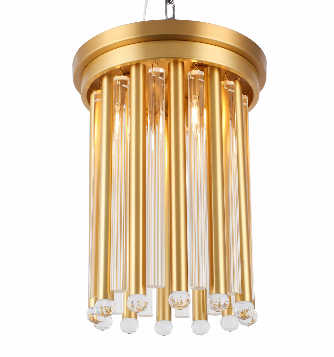 Gold Crystal Pipe Flush Ceiling Light