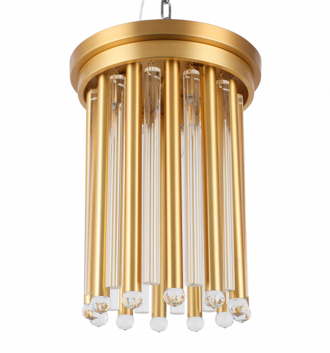 Gold Crystal Pipe Flush Ceiling Light