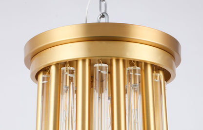 Gold Crystal Pipe Flush Ceiling Light