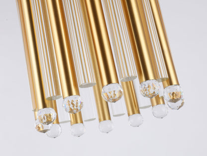 Gold Crystal Pipe Flush Ceiling Light