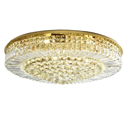 Jubilee Gold Round Flush Ceiling Crystal Chandelier