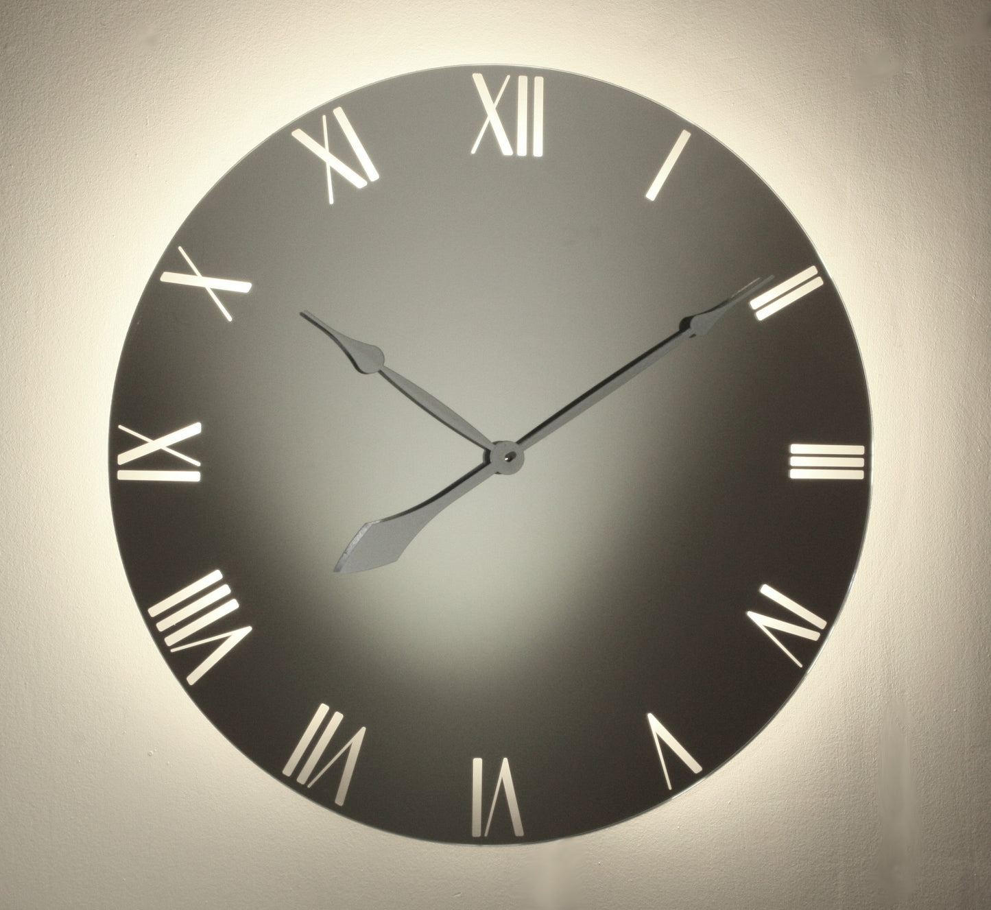 Mirrored Wall Clock Led Back Light - 100cm