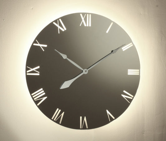 Mirrored Wall Clock Led Back Light - 100cm