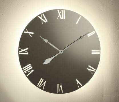 Mirrored Wall Clock Led Back Light - 60cm