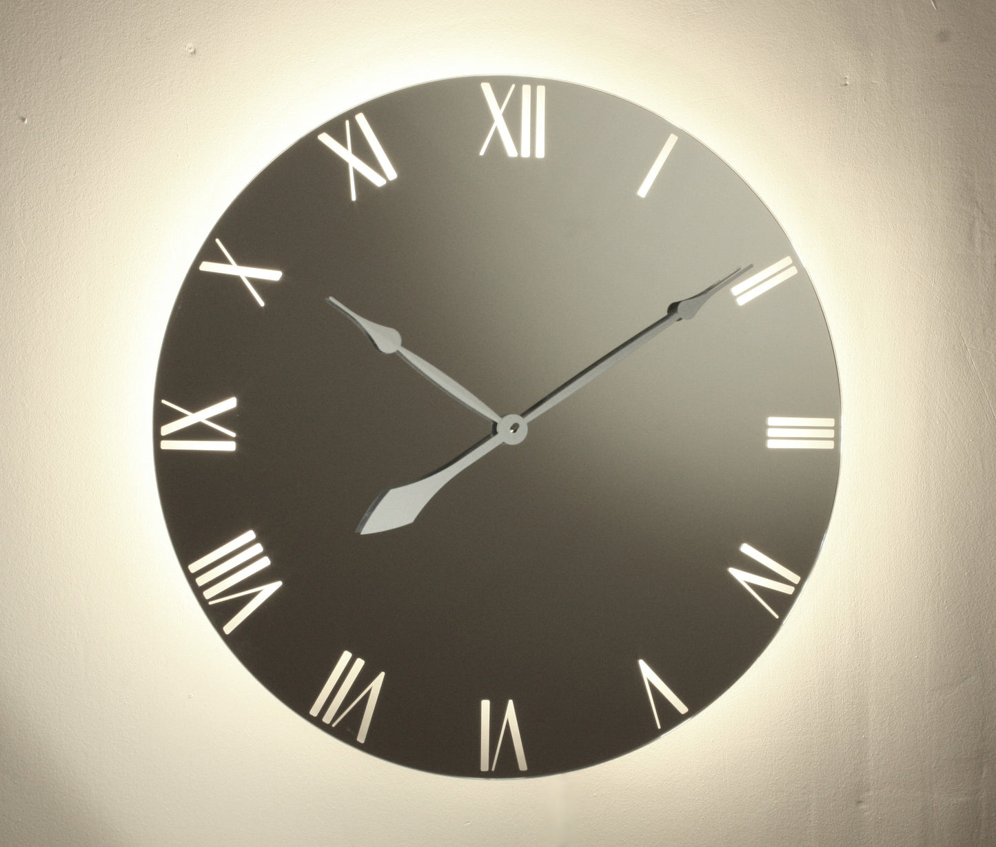 Mirrored Wall Clock Led Back Light - 80cm