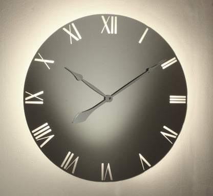 Mirrored Wall Clock Led Back Light - 80cm