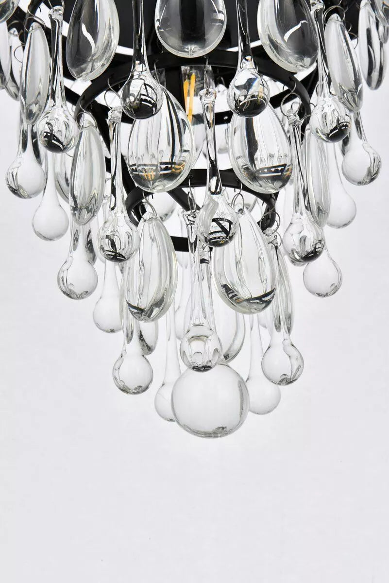 Claudia Black Flush Mount 4 Tier Crystal Drops Chandelier Small 32cm