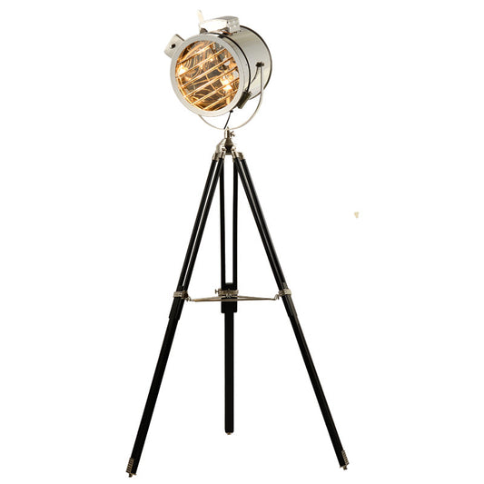 Chrome Spotlight Black Tripod Floor Lamp