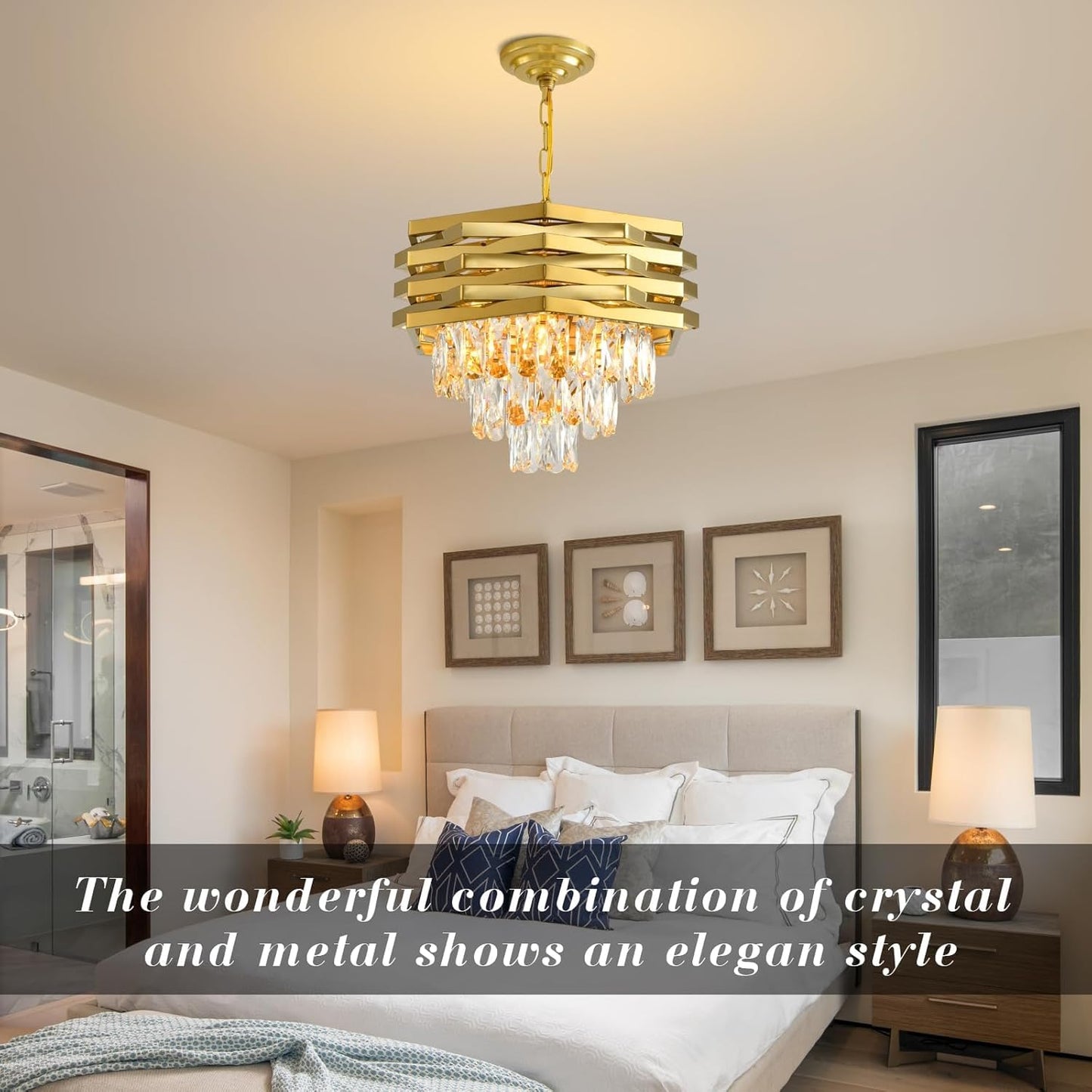 Torro Gold Crystal Chandelier Pendant Light Small - 40cm