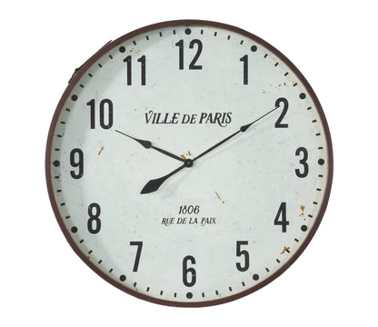 Ville de Paris Brown Leather Wall Clock